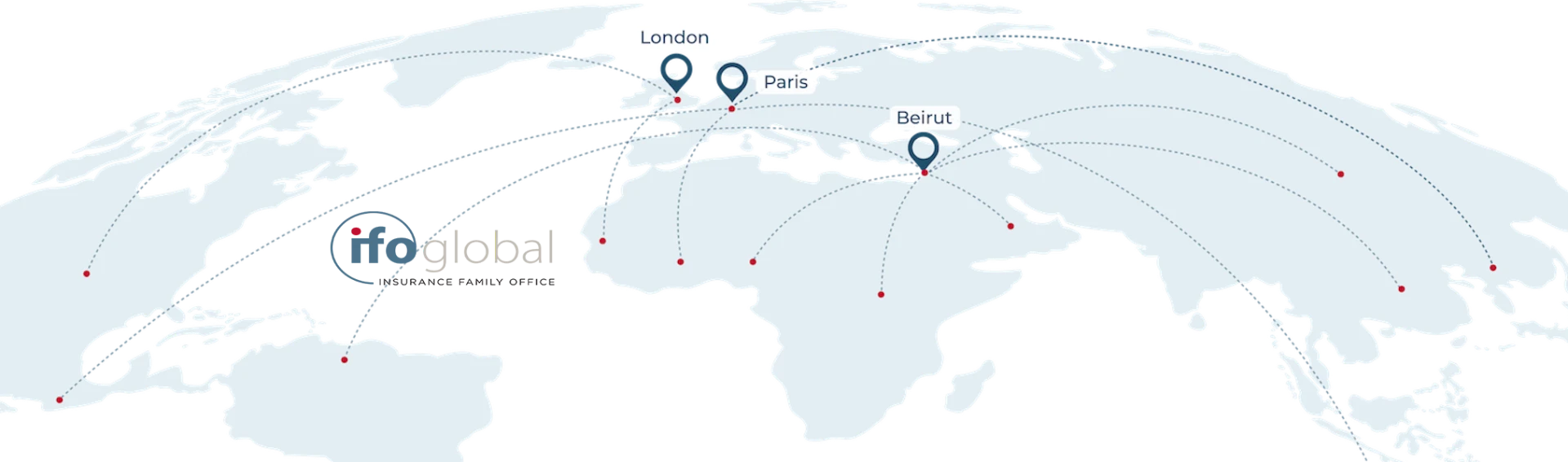 Carte des bureaux IFO Global : Paris, Londres, Beyrouth